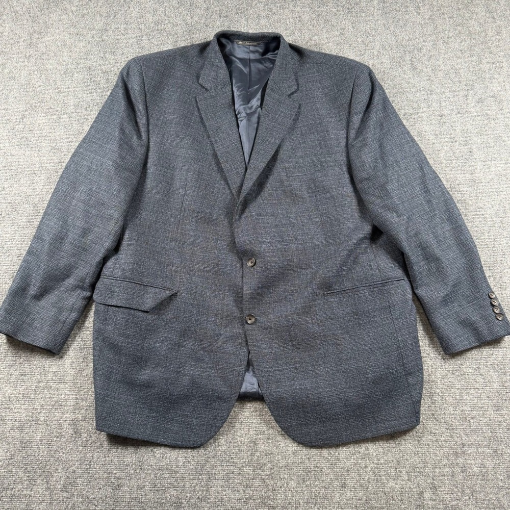 Jack Victor Blazer Mens 50 L Blue Grey Super 110s Wool Sport Coat Made in Canada